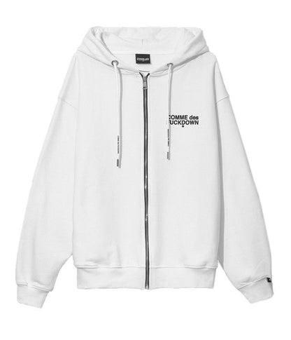 Comme Des Fuckdown Elegant White Hooded Sweatshirt with Logo Print