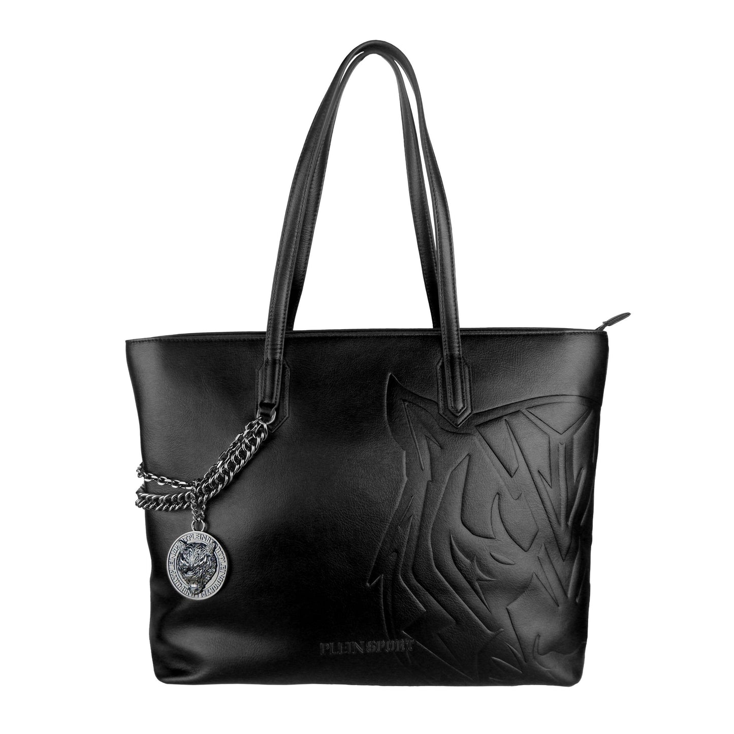 Plein Sport Chic Black Eco-Leather Shopper Tote