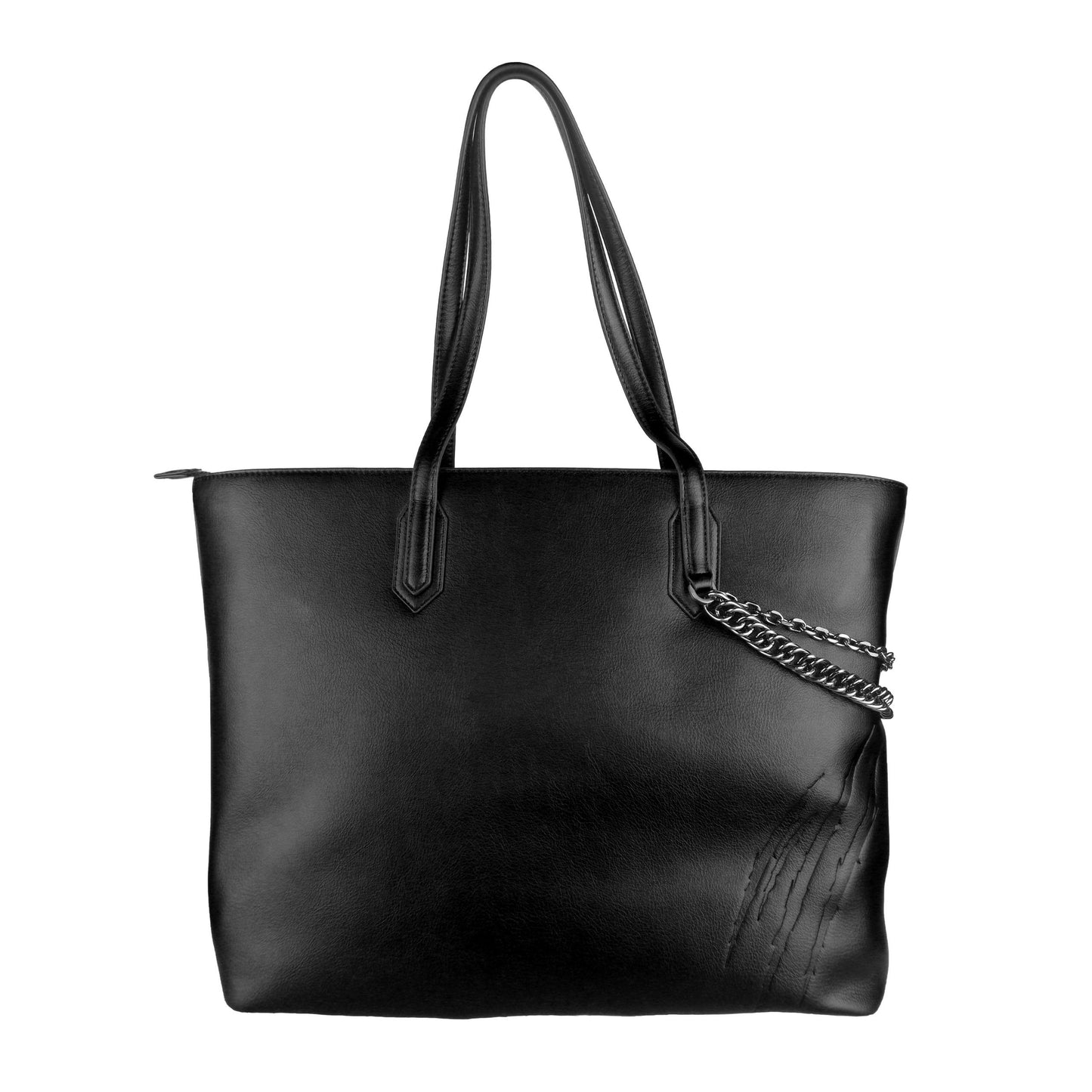 Plein Sport Chic Black Eco-Leather Shopper Tote