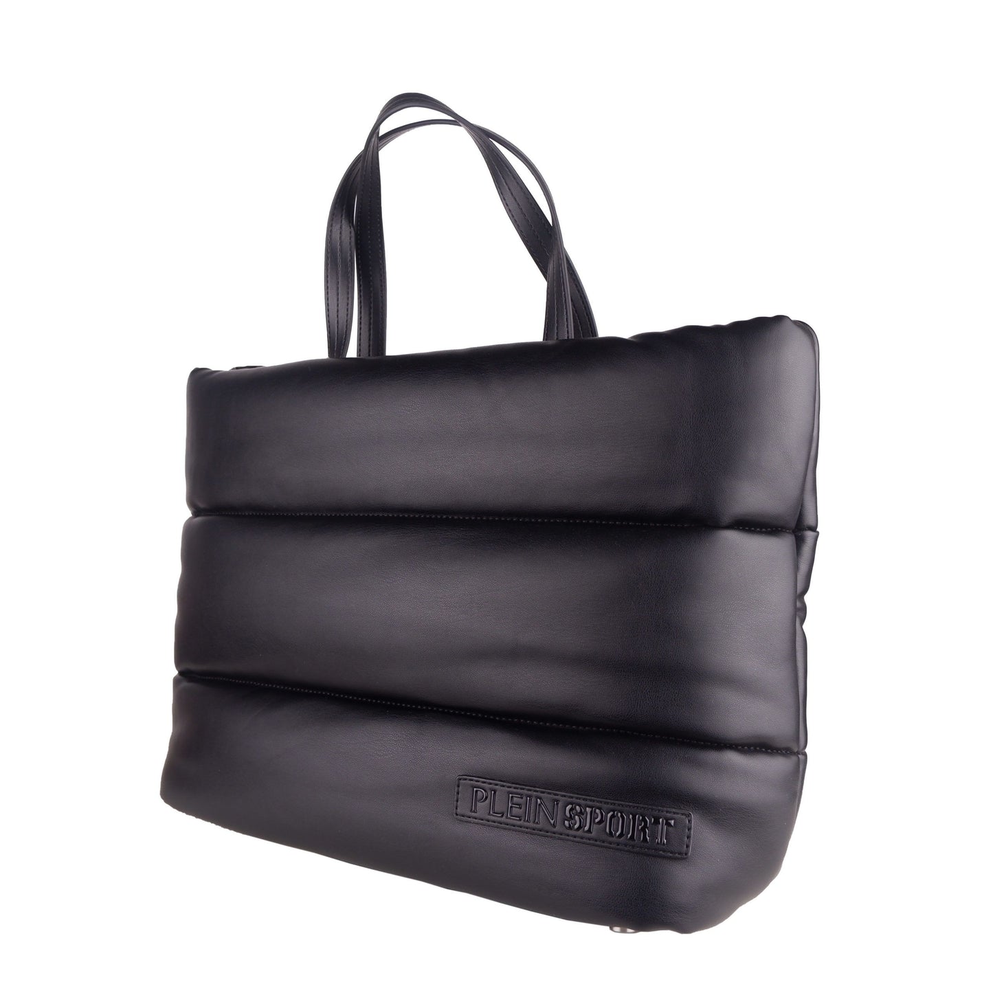 Plein Sport Elegant Black Padded Eco-Leather Shopper