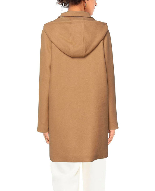 Love Moschino Elegant Brown Wool Blend Coat with Golden Accents