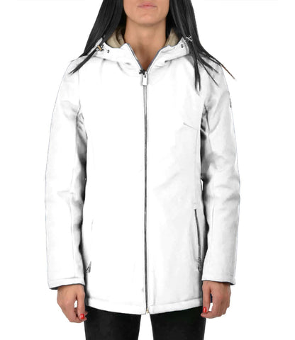 Yes Zee Chic White Hooded Down Jacket for Women