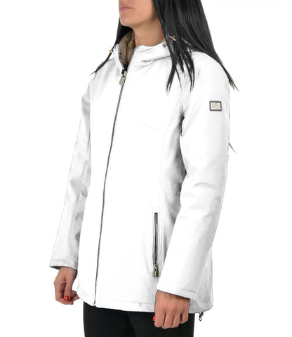 Yes Zee Chic White Hooded Down Jacket for Women