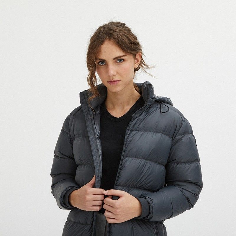 Centogrammi Luxurious Padded Hooded Jacket in Dark Grey