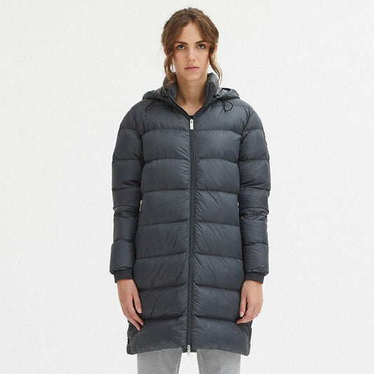 Centogrammi Luxurious Padded Hooded Jacket in Dark Grey