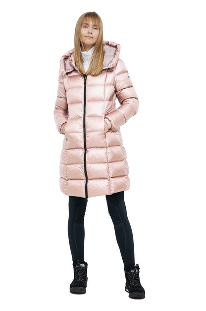 Refrigiwear Elegant Long Down Jacket with Removable Hood