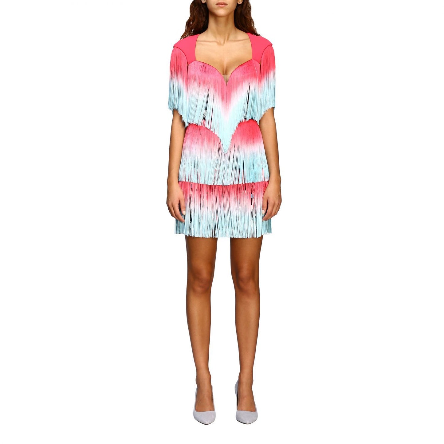 Elisabetta Franchi Elegant Pink Fringe Cocktail Dress