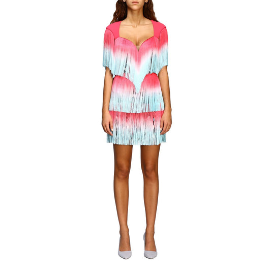 Elisabetta Franchi Elegant Pink Fringe Cocktail Dress