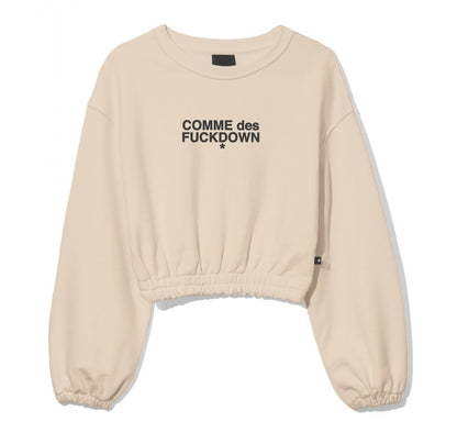 Comme Des Fuckdown Beige Logo Cotton Crewneck Sweater