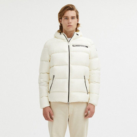 Centogrammi Elegant White Hooded Down Jacket