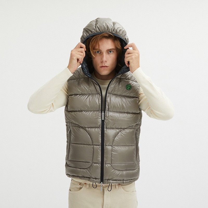 Centogrammi Reversible Goose Down Hooded Vest in Gray