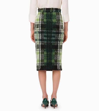 Elisabetta Franchi Chic Tartan Knit Skirt in Lush Green