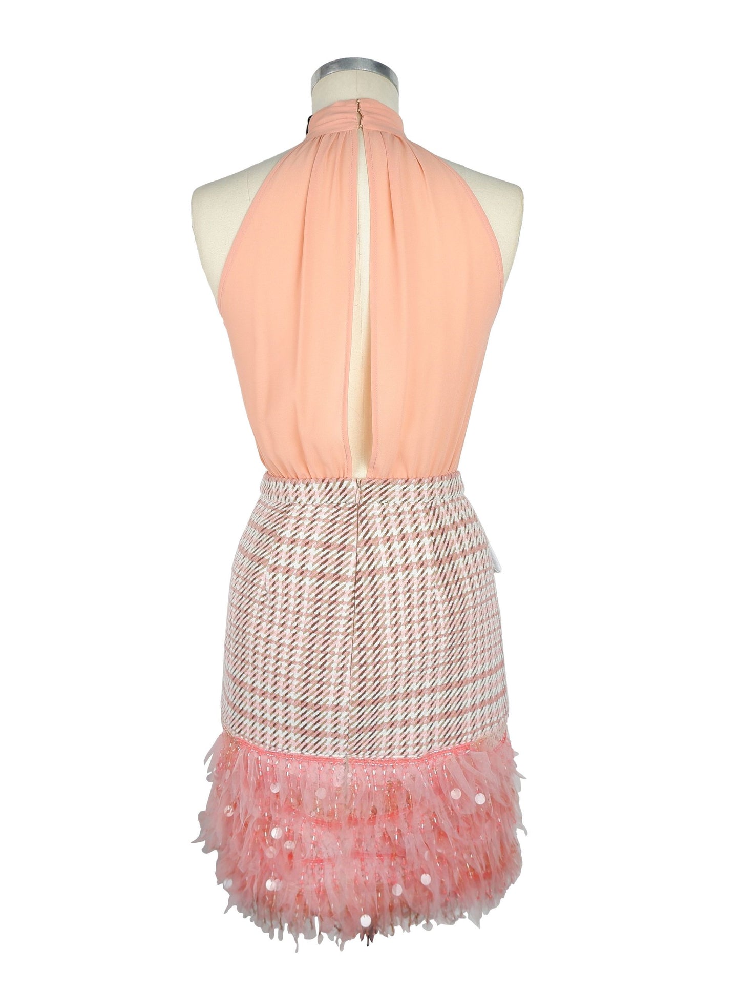 Elisabetta Franchi Antique Pink Sequin Pocketed Dress Duo