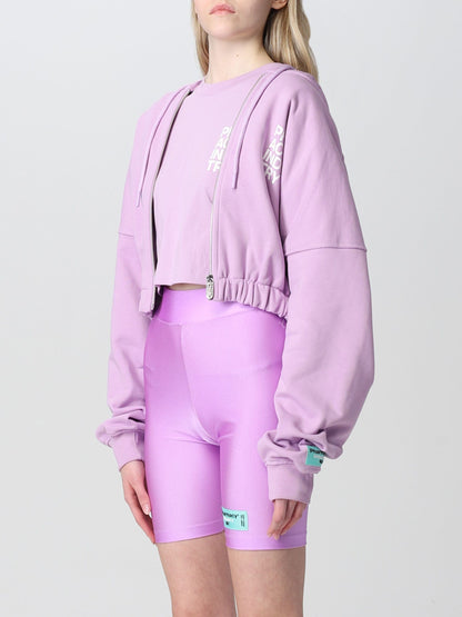 Pharmacy Industry Plush Purple Cotton Hoodie with Zip Closure