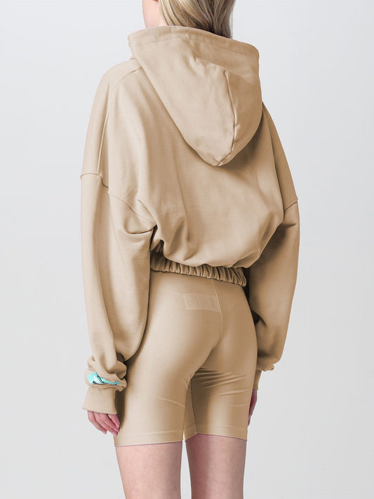 Pharmacy Industry Chic Beige Zip Hoodie with Front Logo