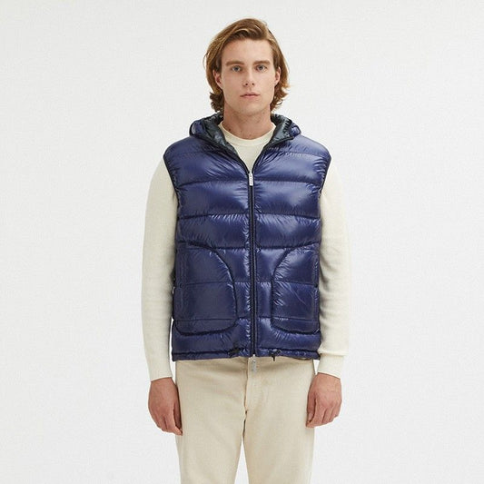 Reversible Centogrammi Hooded Vest in Blue/Grey