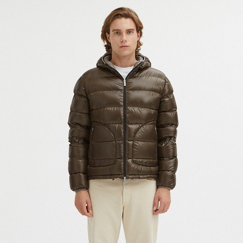 Centogrammi Reversible Hooded Jacket in Dove Grey and Brown