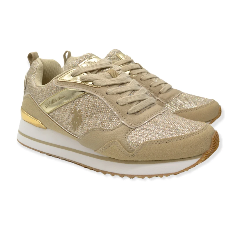 U.S. POLO ASSN. Beige Metallic Insert Sneakers for Women