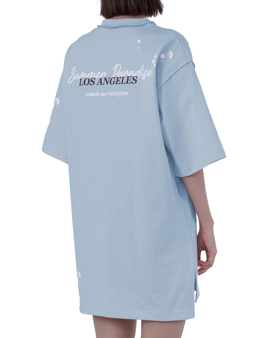 Comme Des Fuckdown Elegant Cotton T-Shirt Dress in Light Blue