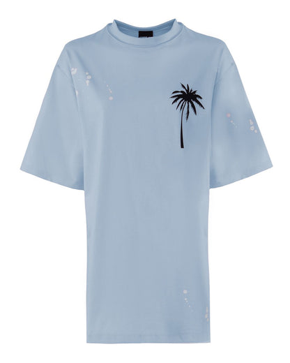 Comme Des Fuckdown Elegant Cotton T-Shirt Dress in Light Blue