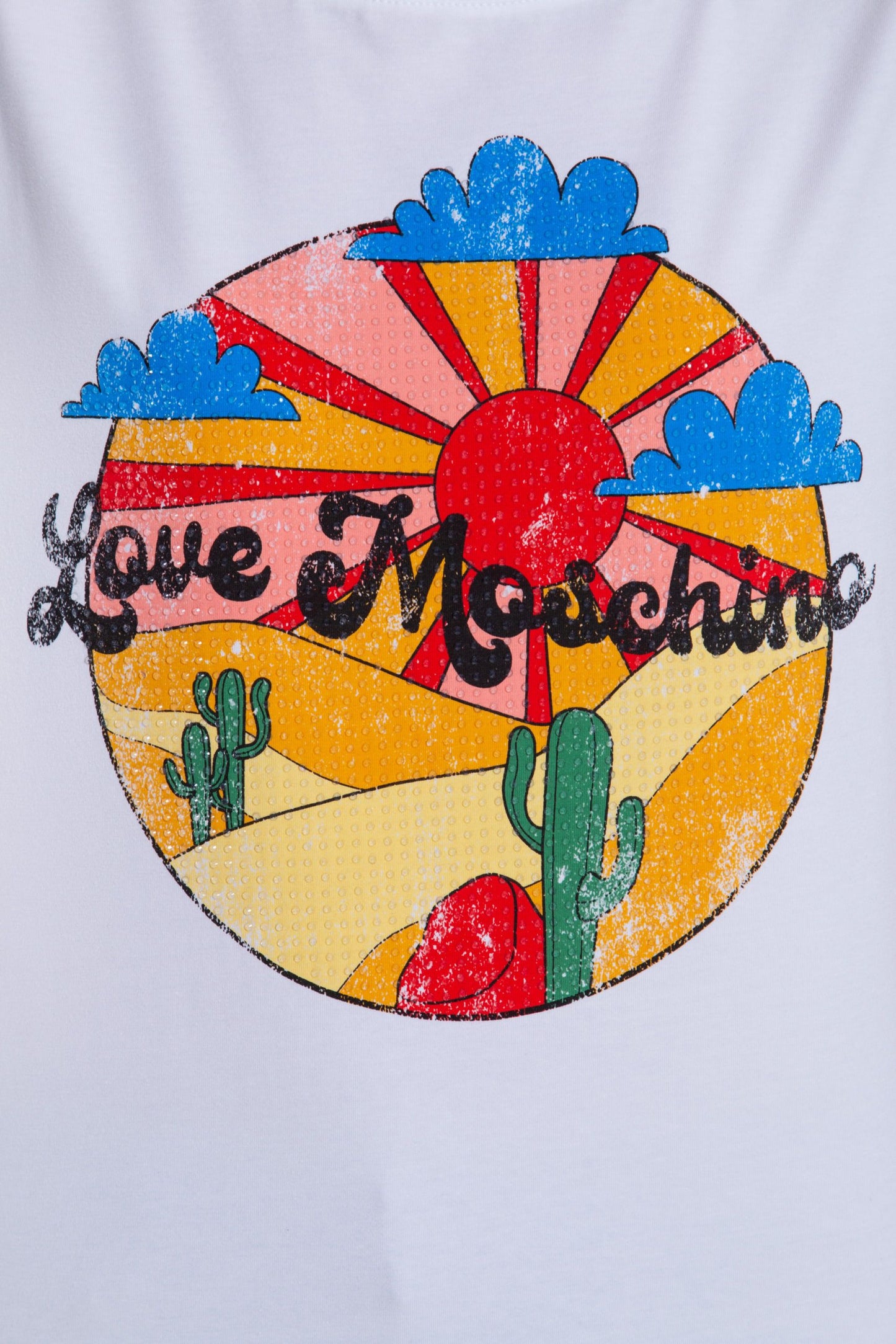 Love Moschino Chic Graphic Cotton Tee with Embossed Detail