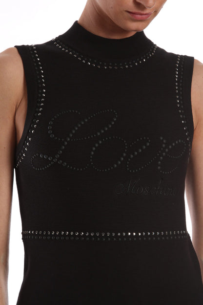 Love Moschino Chic Beaded Sleeveless Cotton Dress