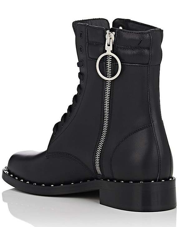 Off-White Studded Calfskin Lace-Up Ankle Boots