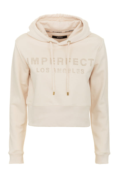 Imperfect Beige Rhinestone Logo Hoodie