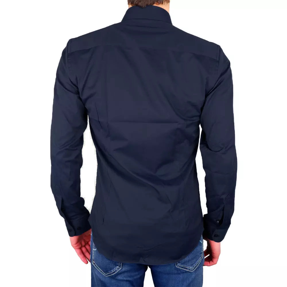 Made in Italy Elegant Milano Blue Gabardine Shirt