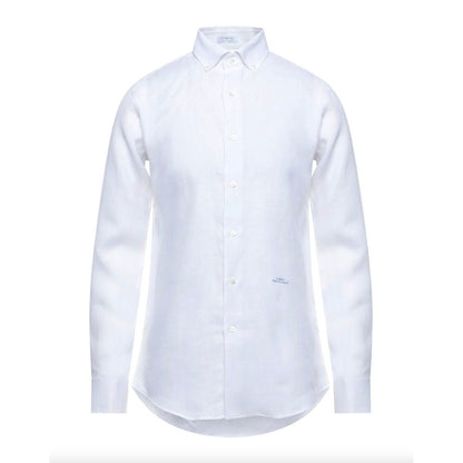 Malo Elegant White Linen Long Sleeve Shirt