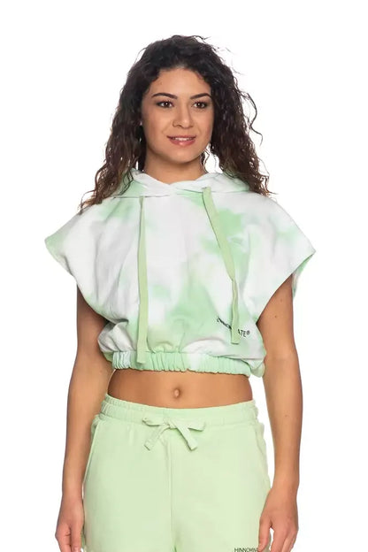 Hinnominate Apple Green Brushed Tie-Dye Sleeveless Hoodie