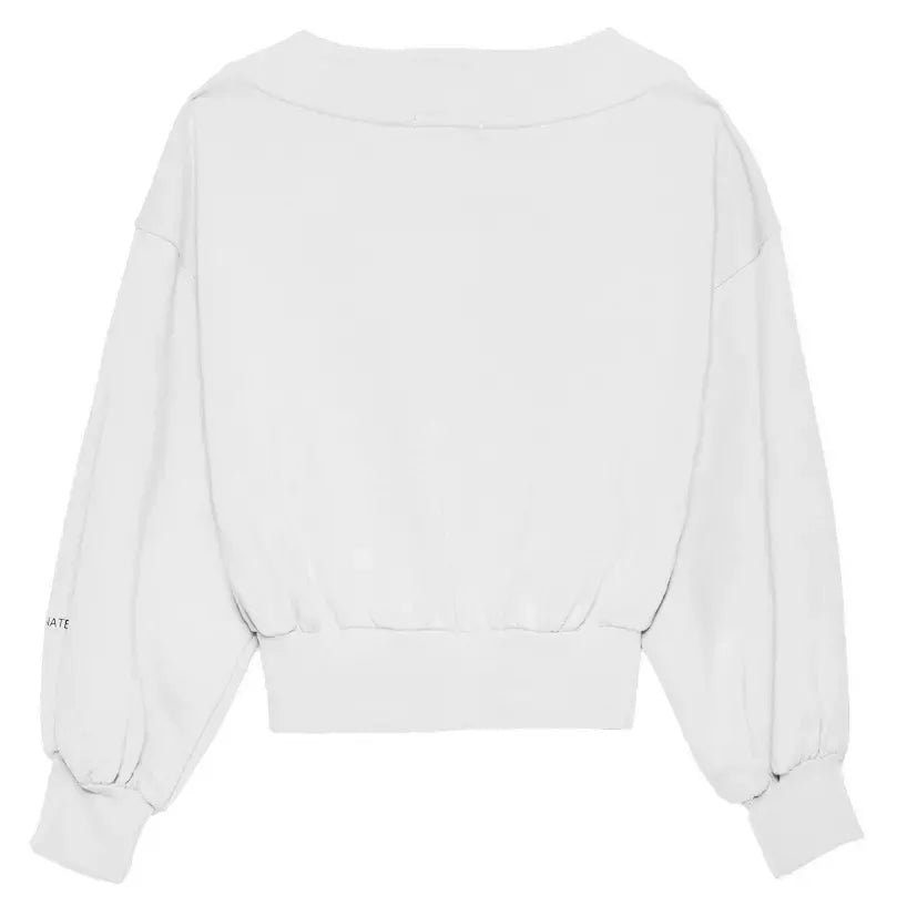 Hinnominate Chic V-Neck Cotton Sweatshirt with Logo Sleeve