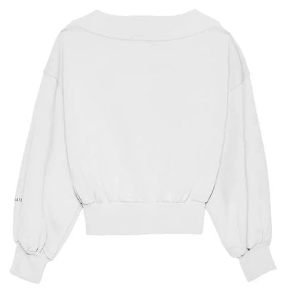 Hinnominate Chic V-Neck Cotton Sweatshirt with Logo Sleeve