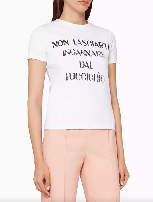 Elisabetta Franchi Elegant Rhinestone Studded Cotton Tee