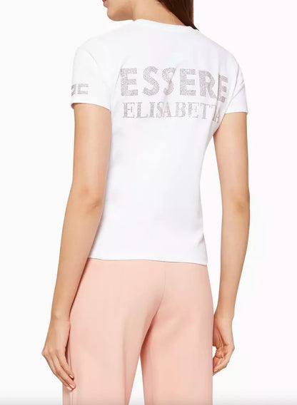 Elisabetta Franchi Elegant Rhinestone Studded Cotton Tee