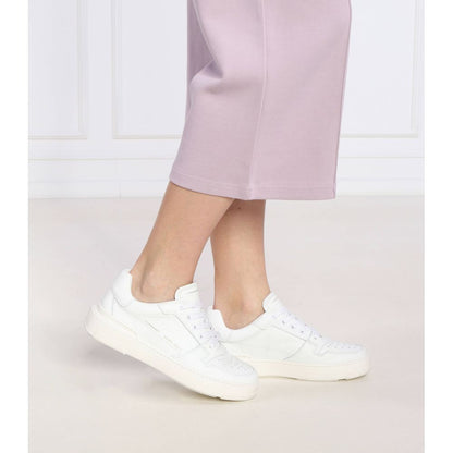 Liviana Conti Elegant White Leather Sneakers with Gold Accents