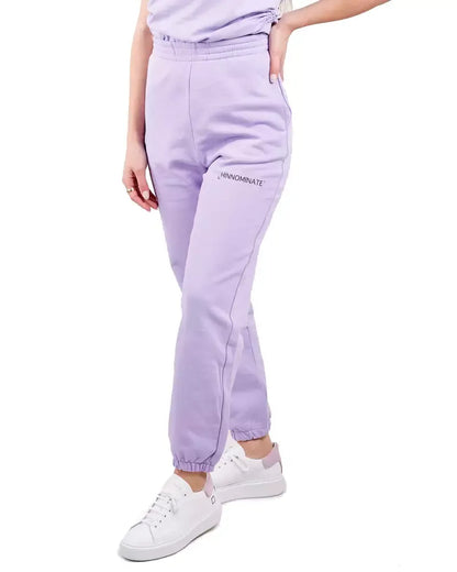 Hinnominate Elevated Purple Fleece Trousers with High Waist