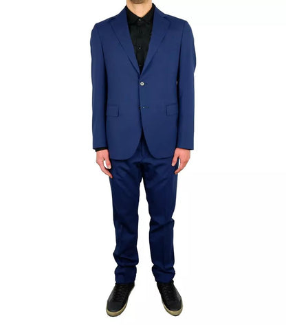 Aquascutum Elegant Blue Wool Blend Two-Piece Suit