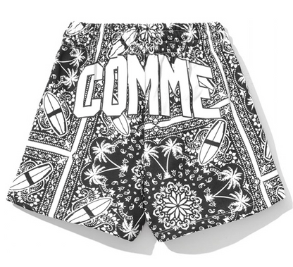 Comme Des Fuckdown Chic Monochrome Palms Cotton Shorts