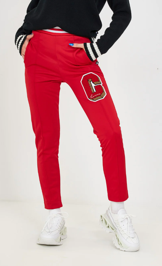 Comme Des Fuckdown Chic Pink Stretch Trousers with Logo Patch