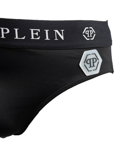 Philipp Plein Sleek Nylon Swim Briefs with Iconic Logo Detail