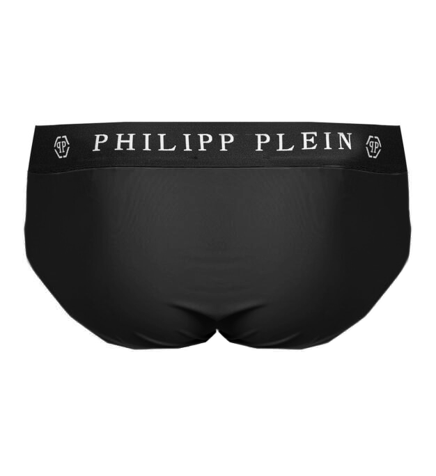 Philipp Plein Sleek Nylon Swim Briefs with Iconic Logo Detail