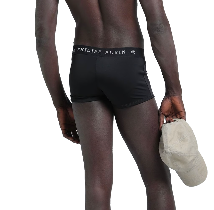 Philipp Plein Sleek Black Designer Men's Swim Boxers