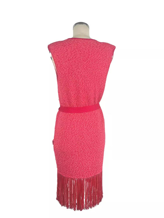 Elisabetta Franchi Fuchsia Sleeveless V-Neck Cardigan