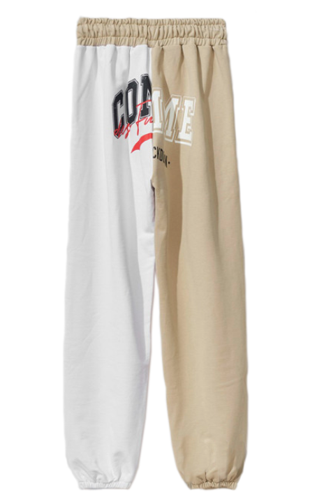 Comme Des Fuckdown Chic Beige Two-Tone Drawstring Sweatpants