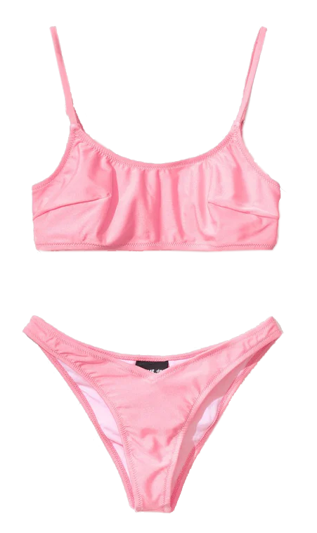 Comme Des Fuckdown Chic Logo-Print Pink Bikini Swimsuit