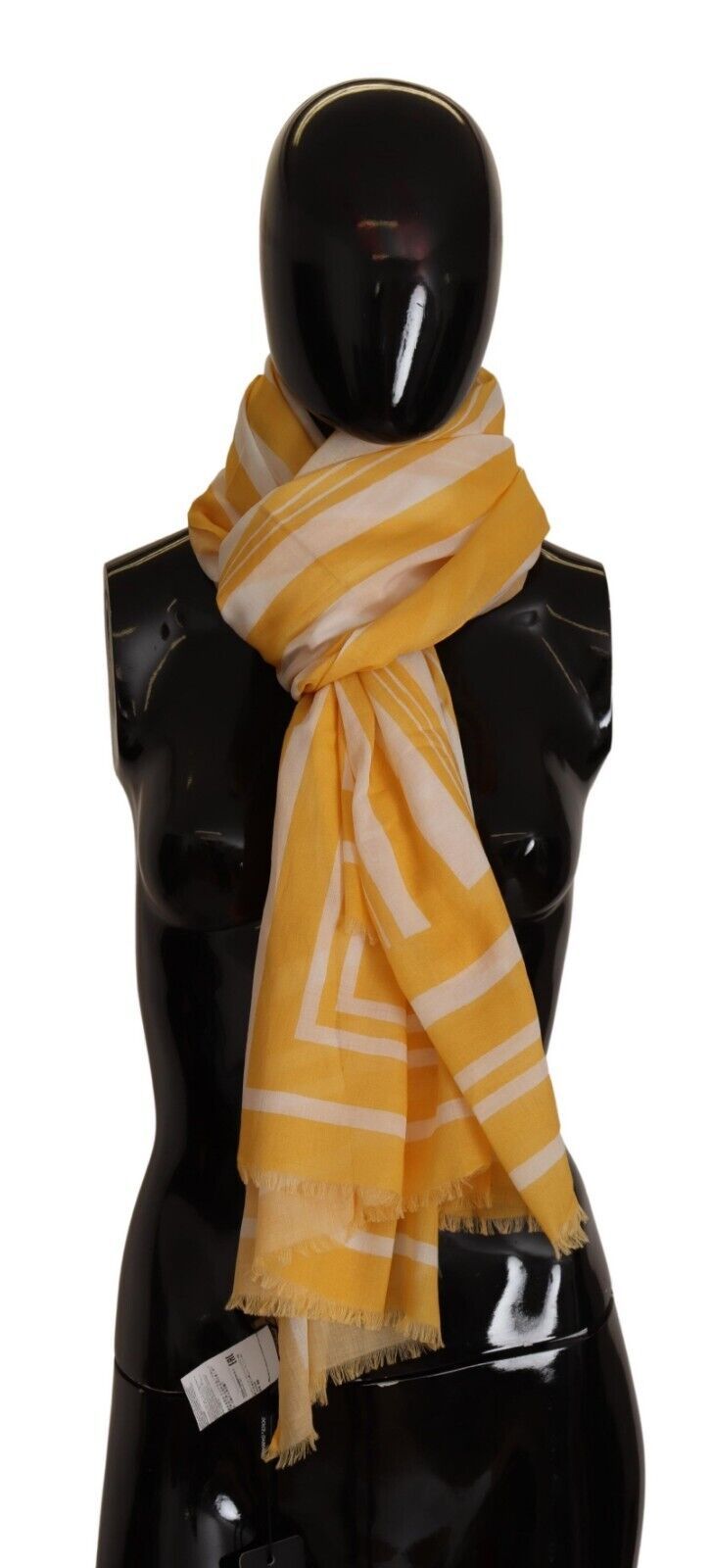 Dolce & Gabbana Yellow White Striped Portocervo Shawl Scarf