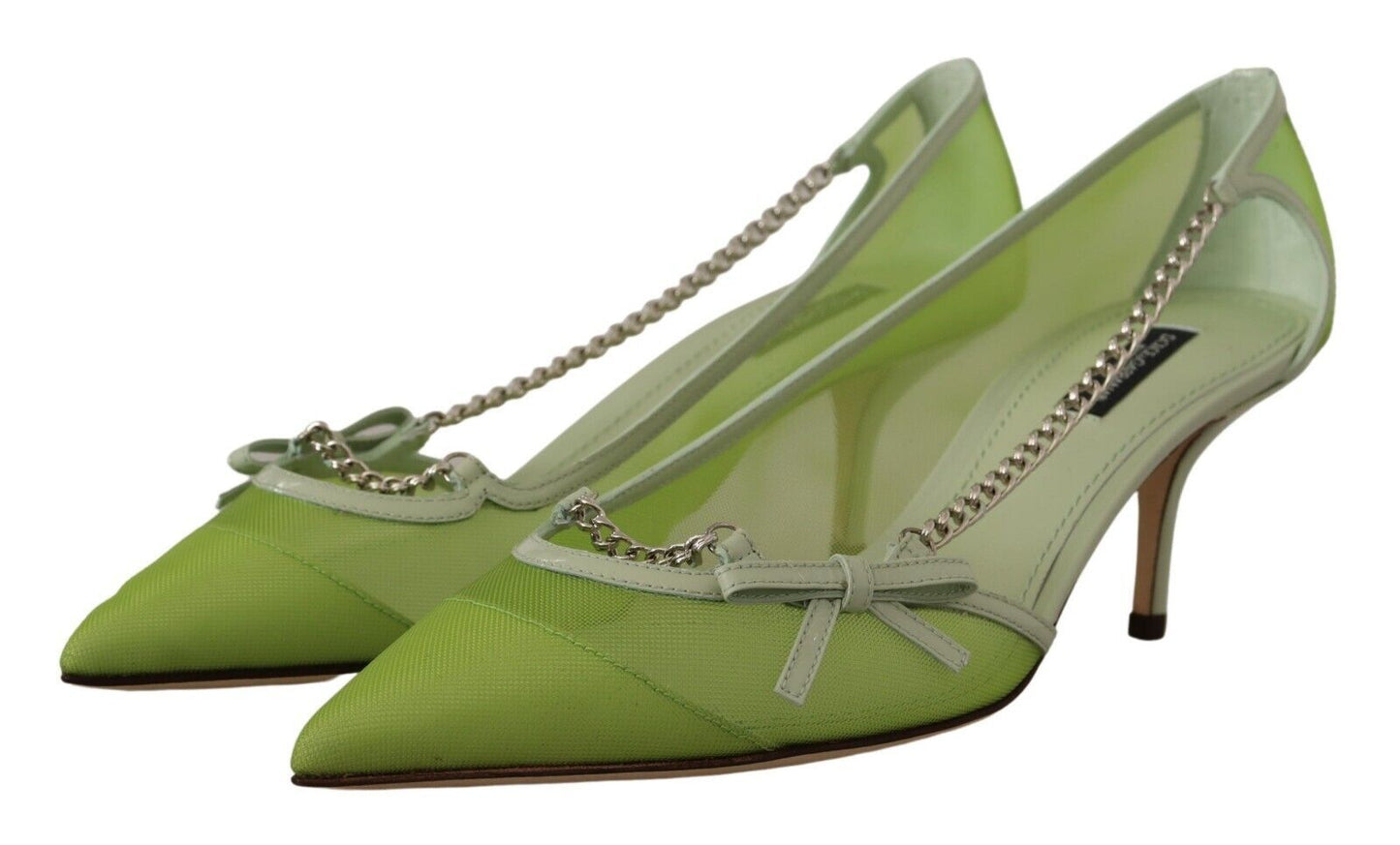 Dolce & Gabbana Enchanting Green Mesh Chain Pumps