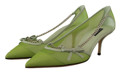 Dolce & Gabbana Enchanting Green Mesh Chain Pumps