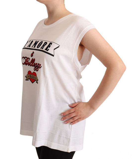 Dolce & Gabbana Elegant White Motive Print Tank Top